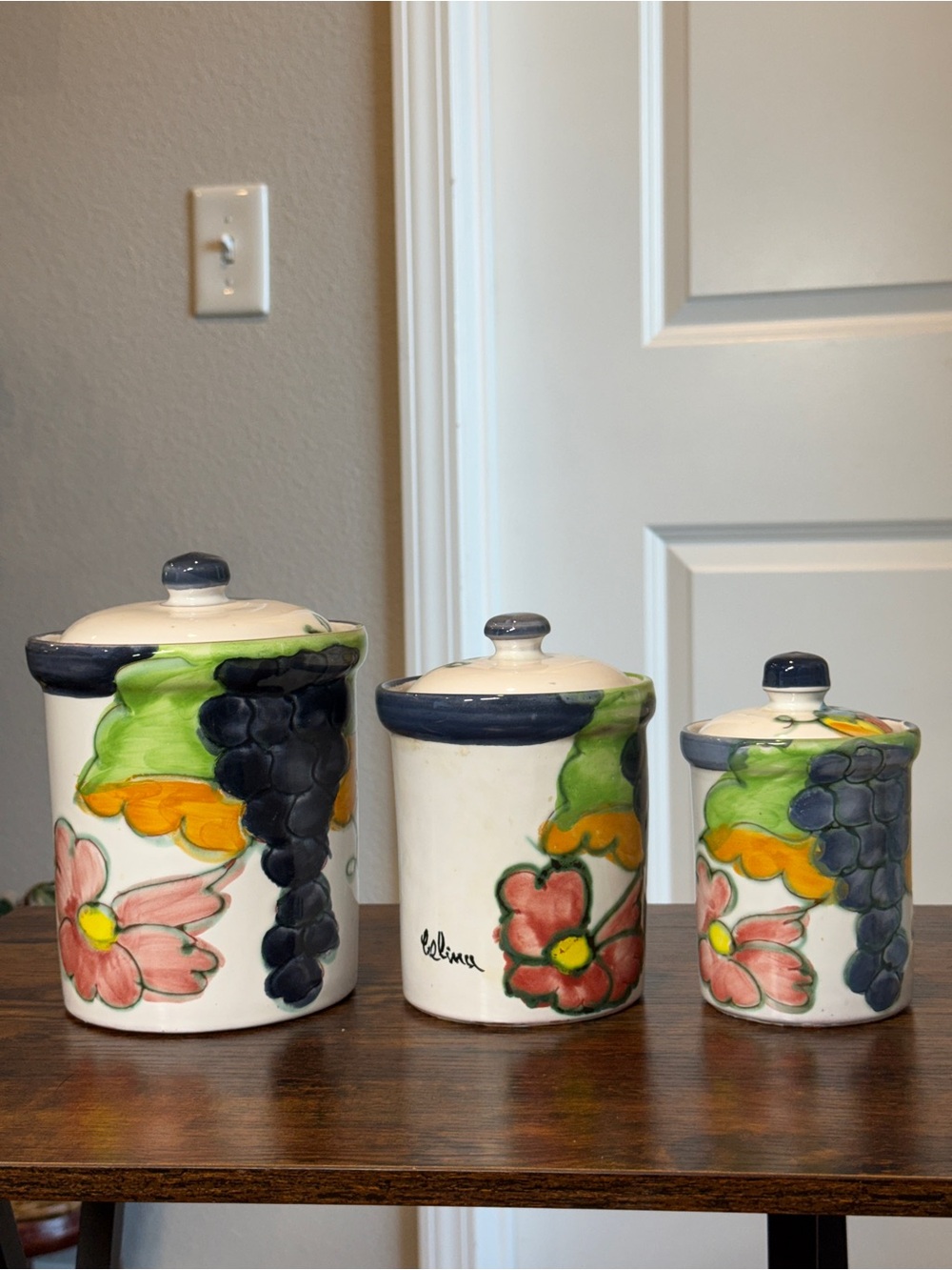 Vintage Himark "Celina" Portuguese Pottery Ceramic Canisters - Set of 3